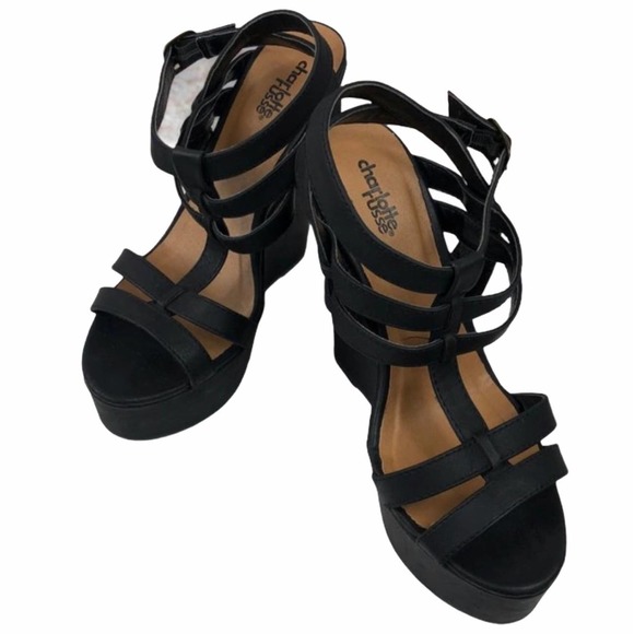 Charlotte Russe Shoes - CHARLOTTE RUSSE Black Strappy Wedge Sandal 8